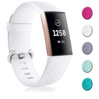 Bands Replacement Compatible for Fitbit Charge 3, Adjustable Wrist Accessories Sport Wristbands for Women&Men (Small, White)