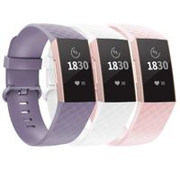 adepoy Compatible with Fitbit Charge 3 Bands for Women Men Large Small, Adjustable Replacement Wristbands for Fitbit Charge 3 and Fitbit Charge 3 SE, 3 Pack, Lavender, White, Pink, Small