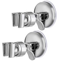 Meichu 2Pcs Shower Head Vacuum Suction Cup Holder Adjustable 360°Rotation Reusable Relocatable Handheld Shower Head Wall Mounting Bracket No Drill Tool Free Silver