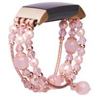 Dsytom Jewelry Bands Compatible for Fit Bit Charge 3 /Charge 3 SE Band Women Men Small Large, Jewelry Replacement Band Wrist Accessories Straps with Rhinestone for Charge 3 (Pink Pearl)