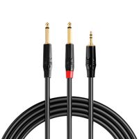 LANCHICOU 1/8 Inch TRS Stereo to Dual 1/4 inch TS Mono Y-Splitter Cable 3.5mm Aux Mini Jack to 2 6.35 mm Path Cords 3.3 Feet