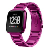 MEFEO Metal Bands Compatible with Fitbit Versa/Versa 2/Fitbit Versa Lite Edition, Stainless Steel Metal Band Solid Strap Wristband Replacment for Fitbit Versa Band Men Women (Deep Purple)