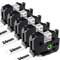 Replace TZe Tape 24mm 1 Inch P Touch Label Tape Compatible with Brother P Touch Label Maker, PTP700 PTP900W PTP950NW PTD600 PTD400AD, Black on White TZe 251, 5-Pack
