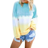 haoricu Women's Casual Triple Color Block Long Sleeve Pullover Loose Lightweight Tops Sweatshirts (Light Blue, XXL)