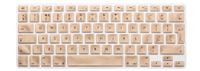 HRH English Silicone Keyboard Cover Skin for MacBook Air 13,MacBook Pro 13/15/17 (with or w/Out Retina Display, 2015 or Older Version)&Older iMac European/ISO Keyboard Protector-Metallic Gold