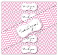 24 Thank You Chevron Waterproof Water Bottle Stickers (Pink)
