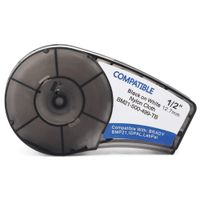 MarkDomain Compatible Label Tape Replacement for Brady M21-500-499-TB Black on White 0.5" x 16' High Adhesion Nylon Cloth Cartridge, Work with BMP21-PLUS, IDPAL, LABPAL Label Maker Printers (1 Pack)