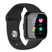 Wareon Replacement Bands Compatible with Fitbit Versa/Versa 2 /Versa Lite Edition, Breathble Soft Silicone Strap Replacement Wristband Smart Fitness Watch Accessories [Large-Black]