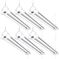 Sunco Lighting 6 Pack LED Utility Shop Light, 4 FT, Linkable Integrated Fixture, 40W=260W, 5000K Daylight, 4100 LM, Frosted Lens, Surface/Suspension Mount, Pull Chain, Garage - ETL, Energy Star