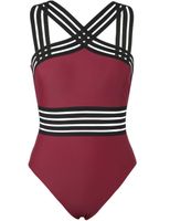 Hilor Women's One Piece Swimwear Front Crossover Swimsuits Hollow Bathing Suits Monokinis Red XXL/US16