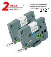 Label Orison Compatible P Touch Label Tape 2Pack TZ231 TZO 231 TZ TZE Cartridge Self Adhesive Cassette Refills Black on White,0.47 Inch x 26.2Feet(12mm x8m)