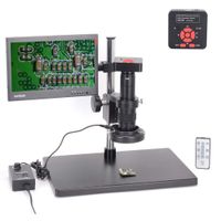 HAYEAR Full Set 16MP Full HD 1080P 60FPS 2K HDMI USB Electronic Microscope Video Camera +180X C-Mount Lens +60 LED Illumination Light Lamp +10.1" LCD Monitor
