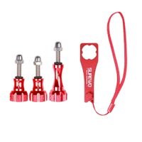 SUREWO Aluminum Alloy 1pc Long Thumbscrew & 2pcs Short Thumbscrew Set + Wrench Compatible with Gopro Hero 8/7/(2018) 6/5 Black,5/4 Session,4 Silver,3+,DJI Osmo Action and More (Red)