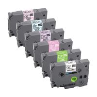 6-Pack Replace Brother TZe 231 MQG35 MQP35 MQF31 MQ531 MQE31 (White/Green/Berry Pink/Purple/Blue/Pink) P Touch TZ 12mm 0.47 Inch Laminated Tape for Brother P-Touch PT-D210 PT-H110 PT-H100 8m 26.2 Feet