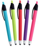 2 in 1 Capacitive Stylus & Ballpoint Pen Combo Soft Touch Grip for Any Tablet or Touchscreen Device (5 Pack)