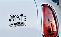 Music Note Love Text Piano Keyboard Car Vinyl Sticker Decal Bumper Sticker for Auto Cars Trucks Windshield Custom Walls Windows Ipad Macbook Laptop Home and More (Black)