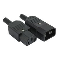 uxcell 1Pair AC250V 10A 3 Pins Terminals Panel Mount IEC C14 Male C13 Female Inline Adapter Plug Power Socket Connectors