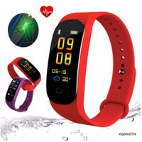 Smart Bracelet Fitness Tracker, Step Counter Activity Monitor Band Alarm Clock Vibration Wristband for iPhone Android Phone (Red)