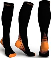 Physix Gear Compression Socks for Men & Women 20-30 mmhg, Best Graduated Athletic Fit for Running Nurses Shin Splints Flight Travel & Maternity Pregnancy - Boost Stamina Circulation & Recovery ORG LXL