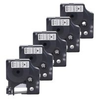 Exsun Compatible Label Tape Replacement for Dymo 45013 Label Maker Tape Work with Dymo LabelManager 160 LabelManager 280 LabelWriter 450 Duo, 1/2 Inch x 23 Feet, Black on White, 5-Pack