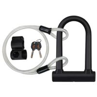 OSEIDOO Bike U Lock with Cable - 16MM Heavy Duty Bicycle with 4FT/1.2M Steel Flex Cable and Sturdy Mounting Bracket for Road Bike Mountain Bike Electric Bike Folding Bike