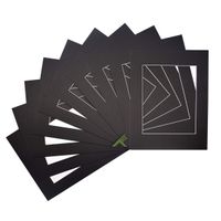Golden State Art, Pack of 10, Acid-Free Black Pre-Cut 11x14 Picture Mat for 8x10 Photo with White Core Bevel Cut Frame Mattes