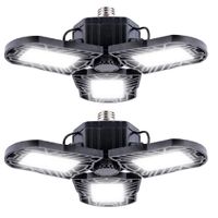 LED Garage Lights, 2 Pack 60W Deformable Garage Lights, 6000LM 6000K 110V E26/E27 Super Bright AdjustableLED Shop Lights for Garages, Workshop, Workbench, Barn, Warehouse, Full Area, Basement