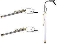 PHARRI 3-Pack Executive Stylus Pen Microfiber Mesh Tip for All Capacitive Touch Screen Smart Phones and Tablets - Silver Gold