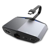 USB C Hub Adapter, MeloAudio 6 in 1 with Ethernet Port Type C Thunderbolt 3 Adapter, 2 USB C Charging/Data Port, 4K HDMI, 2 USB 3.0 Ports forMacBook Pro, Google Chromebook Pixel, More USB C Devices
