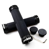 LYCAON Bike Handlebar Grips, Non-Slip-Rubber Bicycle Handle Grip with Aluminum Lock, Bike Grip for Scooter Cruiser Tricycle Wheel Chair Mountain Road Urban Foldable Bike MTB BMX (Black)