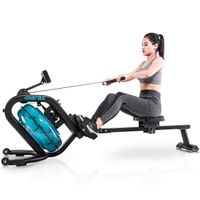 Merax Water Rowing Machine - Fitness Indoor Water Rower with LCD Monitor Home Gym Equipment (Black)