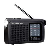Retekess TR605 Portable Radios with Best Reception AM FM SW Battery Operated with LED Emergency Flashlight Rechargeable Battery Earphone Jack (Black)