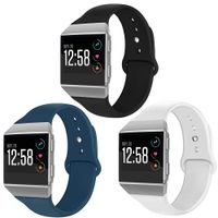 OenFoto Sport Bands Compatible Fit bit Ionic, Soft Silicone Wristband Replacement Watch Band Strap Accessory Bracelet for Fit bit Ionic Smart Watch, Black/White/Slate Large