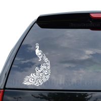 Peafowl Peacock Bird Decal Sticker Car Truck Motorcycle Window Ipad Laptop Wall Decor - Size (22 inch / 56 cm Tall) - Color (Matte Black)
