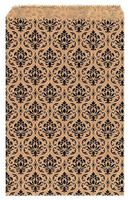 100 pcs 4" x 6" Damask Paper Gift Bags Shopping Sales Tote Bags Brown with Black Damask Design