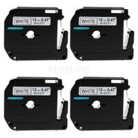Molshine Compatible Non-Laminated M Tape,Replacement for Brother P-Touch M231 MK231 M-K231, Black on White,12mm x 8m(1/2 inch x 26.2 feet),4 Pack