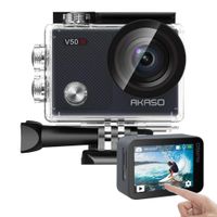 AKASO V50X Native 4K30fps WiFi Action Camera with EIS Touch Screen 4X Zoom 131 feet Waterproof Camera Support External Mic Remote Control Sports Camera with Helmet Accessories Kit