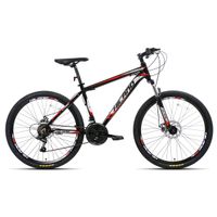 Hiland 26 Inch Mountain Bike Aluminum MTB Bicycle with 17 Inch Frame Kickstand Disc-Brake Suspension Fork Cycling Urban Commuter City Bicycle Black Red