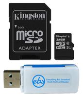 Kingston 32GB SDHC Micro Canvas Select Memory Card and Adapter Bundle Works with Samsung Galaxy A10, A20, A70 Cell Phone (SDCS/32GB) Plus (1) Everything But Stromboli (TM) MicroSD and SD Card Reader