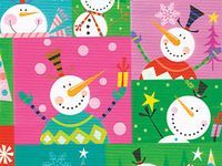 Pack of 1, Colorblock Snowman 26" x 417' Half Ream Roll Gift Wrap for Holiday, Party, Kids' Birthday, Wedding & Special Occasion Packaging