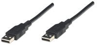 Manhattan 306089 Hi-Speed USB A Device Cable, USB 2.0, Type-A Male to Type-A Male, 480 Mbps, 1.8 m (6 ft.), Black