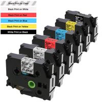 Replace TZe Tape 18mm 0.7 Laminated White/Clear/Red/Blue/Yellow/Black TZe-241 TZe-141 TZe-441 TZe-541 TZe-641 TZe-345 TZ Tape Work with P-Touch PT-D400 1800 1880, 3/4 Inch x 26.2 Feet, 6-Pack