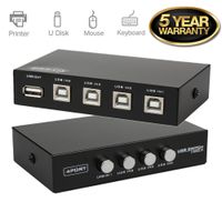 Updated Metal Case 4 Ports USB 2.0 Manual Share Sharing Switch Switcher Adapter Box Hub Allow 4 Computers Share 1 USB Device Like Printer, Scanner, Camera, Keyboard