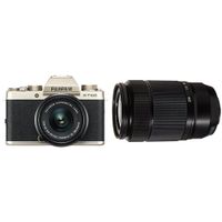 Fujifilm X-T100 Mirrorless Digital Camera w/XC15-45mmF3.5-5.6 OIS PZ Lens - Champagne Gold + Fujinon XC50-230mmF4.5-6.7 OIS II Black