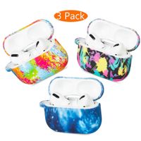 Tkasing Floral Pattern Design AirPods Pro Case,Soft Silicone Full Protective Shockproof Cover with Keychain Set Compatible for Apple AirPods Pro (Front LED Visible)