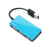 EagleTec HUB3639 USB 2.0, 4 Port Hub, Ultra Slim Compact USB Hub for Laptop PC Computer (Blue)