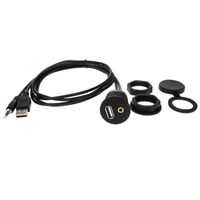 3.5mm + USB2.0 AUX Car Cable USB Mount Cable -USB Extension Flush, Dash, Panel Mount Cable, for Car, Boat, Motorcycle and More 3.3FT/1M