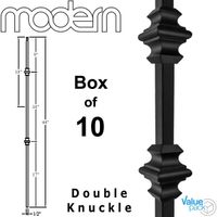 Stair Balusters (10-Pack) Hollow Double Knuckle Iron Spindles - Real Satin Black not Matte Metal Balusters 1/2" x 44" Tall Stair Parts Metal Spindles