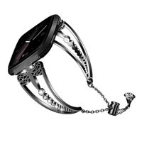 TechCode Metal Bracelets Compatible with Fitbit Versa/Versa 2/Versa Lite Watch Bands Bling Diamond Rhinestone Bangle Replacement Wristband Jewelry Strap Accessories Chain for Women Girls (Black)