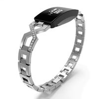 Shangpule Metal Bands Compatible for Fitbit Inspire & Inspire HR, Replacement Strap Bracelet Accessories Dressy Wristband Women Men Small Large (Silver)